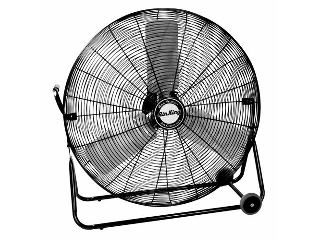 Black high velocity pedestal stand fan with round base