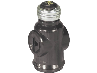 Light Socket To 2 Outlet Plug Adapter, Brown