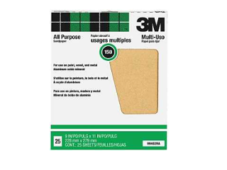 Aluminum Oxide 150 Grit Sand Paper 9 In x 11 In, 25 Pk