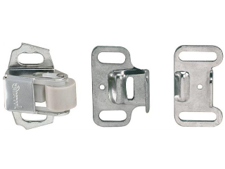 Zinc plated cabinet roller catch with two strike plates