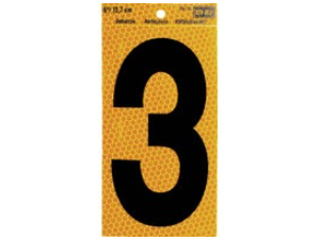 Click here to view larger image Black Numbers with Yellow Reflecting Back, 5 In (0-9)